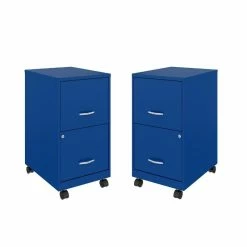 Deals β Home Square 2 Drawer Metal Mobile Vertical Filing Cabinet Set In Blue (Set Of 2) β¨