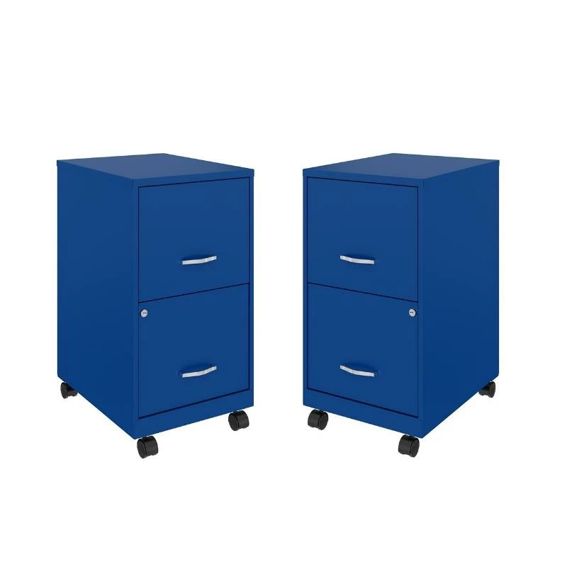Deals ⌛ Home Square 2 Drawer Metal Mobile Vertical Filing Cabinet Set In Blue (Set Of 2) ✨ 1 Deals ⌛ Home Square 2 Drawer Metal Mobile Vertical Filing Cabinet Set In Blue (Set Of 2) ✨