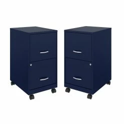 Outlet π Home Square 2 Drawer Mobile Filing Cabinet Set In Navy (Set Of 2) π