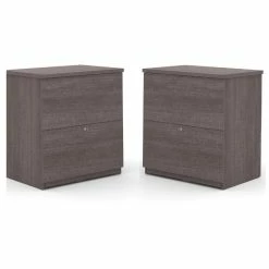 Best deal 🥰 Home Square 2 Drawer Lateral Filing Cabinet Set In Bark Gray (Set Of 2) 🔔