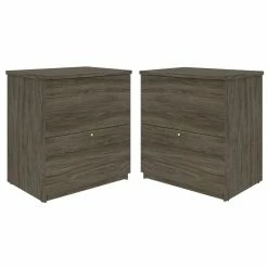 Wholesale 🔔 Home Square 2 Drawer Lateral Filing Cabinet Set In Walnut Gray (Set Of 2) 😍