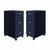 Promo 😉 Home Square 3 Drawer Mobile Metal Filing Cabinet Set In Navy (Set Of 2) 😉
