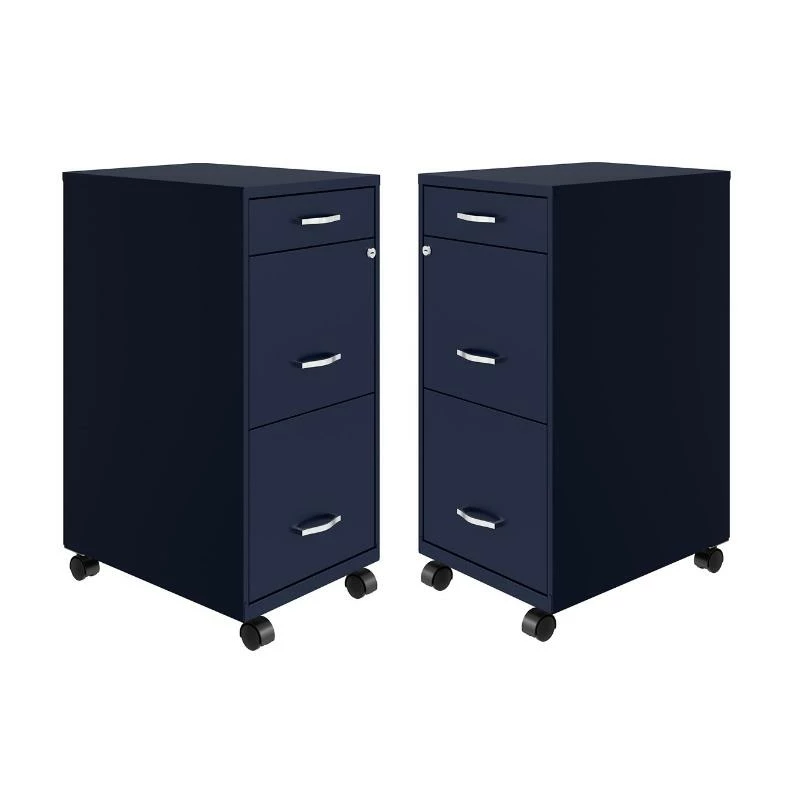 Promo π Home Square 3 Drawer Mobile Metal Filing Cabinet Set In Navy (Set Of 2) π 1 Promo π Home Square 3 Drawer Mobile Metal Filing Cabinet Set In Navy (Set Of 2) π