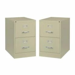 Best Sale 👍 Home Square 2 Drawer Deep Metal Filing Cabinet Set In Putty (Set Of 2) 🎁