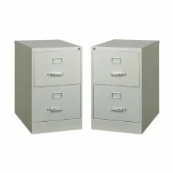 Buy ✔️ Home Square 2 Drawer Deep Metal Filing Cabinet Set In Light Gray (Set Of 2) ⭐