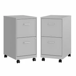 Best deal 🤩 Home Square 2 Drawer Mobile Filing Cabinet Set In Arctic Silver (Set Of 2) 🧨
