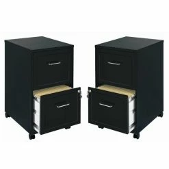 Buy ⭐ Home Square 2 Drawer Mobile Filing Cabinet Set In Black (Set Of 2) 🥰