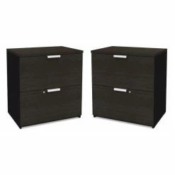 Discount 🛒 Home Square 2 Piece Lateral Wooden Filing Cabinet Set In Deep Gray And Black 🎉