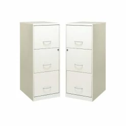 Cheapest 👏 Home Square 3 Drawer Vertical Metal Filing Cabinet Set In Pearl White (Set Of 2) 🔔