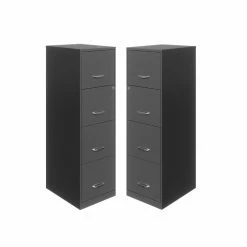 Hot Sale ❤️ Home Square 4 Drawer Metal Vertical Filing Cabinet Set In Charcoal (Set Of 2) 😉