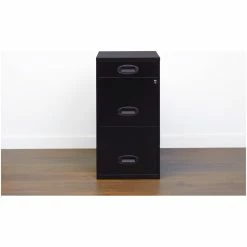 Promo 🔔 Home Square 3 Drawer Metal Vertical Filing Cabinet Set In Black (Set Of 2) ⭐ -Mobile Sales Store 2389283 2 L