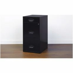 Promo 🔔 Home Square 3 Drawer Metal Vertical Filing Cabinet Set In Black (Set Of 2) ⭐ -Mobile Sales Store 2389283 3 L