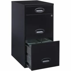 Promo 🔔 Home Square 3 Drawer Metal Vertical Filing Cabinet Set In Black (Set Of 2) ⭐ -Mobile Sales Store 2389283 4 L