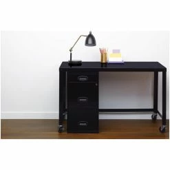 Promo 🔔 Home Square 3 Drawer Metal Vertical Filing Cabinet Set In Black (Set Of 2) ⭐ -Mobile Sales Store 2389283 7 L