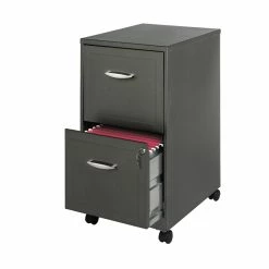 Cheap 🎉 Home Square 2 Drawer Mobile Metal Filing Cabinet Set In Charcoal (Set Of 2) ⌛ -Mobile Sales Store 2389295 6 L