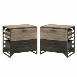 Top 10 🔥 Home Square 2 Drawer Lateral Wood Filing Cabinet Set In Rustic Gray (Set Of 2) 💯
