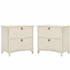 Best Sale 👏 Home Square 2 Piece Wood Filing Cabinet Set With 2 Drawer In Antique White 🎁