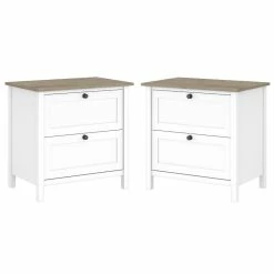 Promo 🎉 Home Square 2 Piece Lateral Wood Filing Cabinet Set In Shiplap Gray/White 🧨