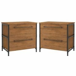 Buy β Home Square 2 Piece Lateral Wooden Filing Cabinet Set In Checked Oak π