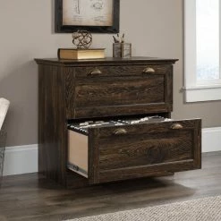 Discount 👏 Sauder Barrister Lane Engineered Wood Lateral File Cabinet In Iron Oak Finish ⌛ -Mobile Sales Store 2391078 3 L