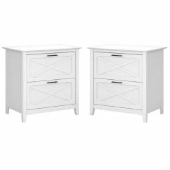 Deals ✔️ Home Square 2 Piece Lateral Filing Cabinet Set With 2 Drawer In Pure White Oak 😍