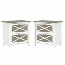 Hot Sale 😉 Home Square 2 Piece Lateral Filing Cabinet Set With 2 Drawer In White & Gray 🎁