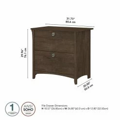 Budget 🛒 Home Square 2 Piece Lateral Wood Filing Cabinet Set With 2 Drawer In Ash Brown 🤩 -Mobile Sales Store 2391414 3 L
