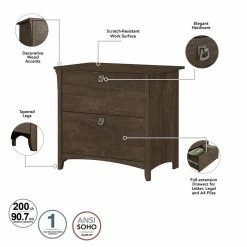 Budget 🛒 Home Square 2 Piece Lateral Wood Filing Cabinet Set With 2 Drawer In Ash Brown 🤩 -Mobile Sales Store 2391414 6 L