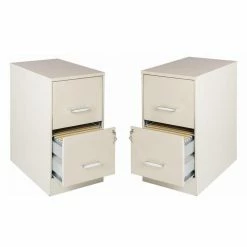 Budget 🎁 Home Square 2 Piece Metal Filing Cabinet Set With 2 Drawer In Stone Gray 💯