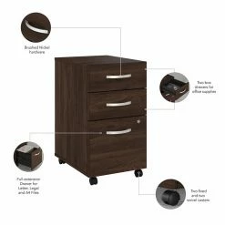 Budget 🌟 BBF Hybrid 3 Drawer Mobile File Cabinet In Black Walnut - Engineered Wood 🛒 -Mobile Sales Store 2393862 6 L