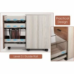 Budget 🤩 JJS 3-Drawer Wood Rolling File Cabinet With Locking Wheels In Brown/Gray 💯 -Mobile Sales Store 2426158 3 L