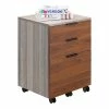 Budget 🤩 JJS 3-Drawer Wood Rolling File Cabinet With Locking Wheels In Brown/Gray 💯