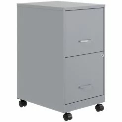 Flash Sale ✔️ Hirsh Industries LLC Space Solutions 18"D 2 Drawer Mobile Metal Vertical File Cabinet Platinum/Gray 😀 -Mobile Sales Store 2456881 4 L