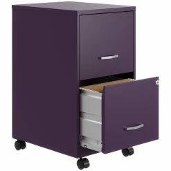 Best Sale 🔥 Hirsh Industries LLC Space Solutions 18"D 2 Drawer Mobile Metal Vertical File Cabinet Midnight Purple ❤️ -Mobile Sales Store 2456883 9 L