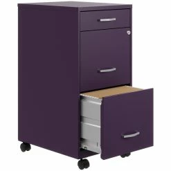 Cheap 💯 Hirsh Industries LLC Space Solutions 18"D 3 Drawer Mobile Metal File Cabinet Midnight Purple 🔥 -Mobile Sales Store 2456887 4 L