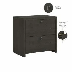 Promo 👍 Kathy Ireland Office By Bush Furniture Echo 2 Drawer Lateral File Cabinet In Charcoal Maple - Engineered Wood ✨ -Mobile Sales Store 2461730 6 L