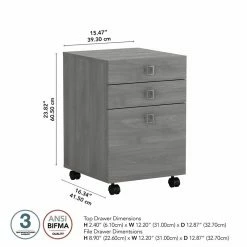 Promo 💯 Kathy Ireland Office By Bush Furniture Echo 3 Drawer Mobile File Cabinet In Modern Gray - Engineered Wood 👏 -Mobile Sales Store 2461737 10 L