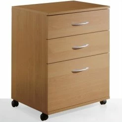Cheap 😉 Nexera 5092 Essentials Mobile Filing Cabinet 3-Drawer Natural Maple 🎉 -Mobile Sales Store 2476 2 L