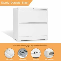 Best Sale 👏 GangMei 2-Drawer Steel Metal Lateral Filing Cabinet With Lock In White 👍 -Mobile Sales Store 2484499 4 L