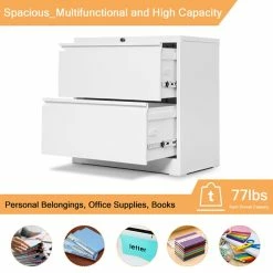 Best Sale 👏 GangMei 2-Drawer Steel Metal Lateral Filing Cabinet With Lock In White 👍 -Mobile Sales Store 2484499 7 L