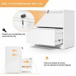 Best Sale 👏 GangMei 2-Drawer Steel Metal Lateral Filing Cabinet With Lock In White 👍 -Mobile Sales Store 2484499 8 L