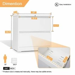 Best Sale 👏 GangMei 2-Drawer Steel Metal Lateral Filing Cabinet With Lock In White 👍 -Mobile Sales Store 2484499 9 L