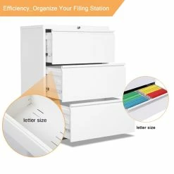 Flash Sale 🥰 GangMei 3-Drawer Steel Metal Lateral Filing Cabinet With Lock In White 😀 -Mobile Sales Store 2484500 4 L