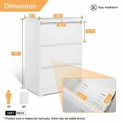 Flash Sale 🥰 GangMei 3-Drawer Steel Metal Lateral Filing Cabinet With Lock In White 😀 -Mobile Sales Store 2484500 7 L