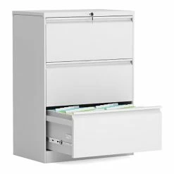 Flash Sale 🥰 GangMei 3-Drawer Steel Metal Lateral Filing Cabinet With Lock In White 😀