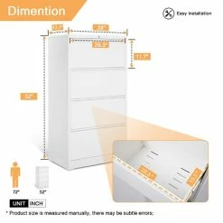 Budget 👍 GangMei 4-Drawer Steel Metal Lateral Filing Cabinet With Lock In White ❤️ -Mobile Sales Store 2484501 9 L