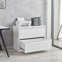 Outlet 🔔 GangMei 2-Drawer Steel Metal Lateral Locking Filing Cabinet With Lock In White ✔️ -Mobile Sales Store 2484511 9 L
