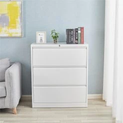 New 💯 GangMei 3-Drawer Steel Metal Lateral Locking Filing Cabinet With Lock In White 🛒 -Mobile Sales Store 2488238 8 L