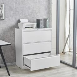 New 💯 GangMei 3-Drawer Steel Metal Lateral Locking Filing Cabinet With Lock In White 🛒 -Mobile Sales Store 2488238 9 L