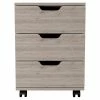 Cheapest 🌟 FM Furniture Lyon 3-Drawer Modern Wood Mobile Filing Cabinet In Light Gray ❤️